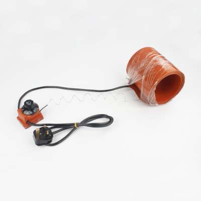 Flexible silicone rubber drum heater with temperature controller